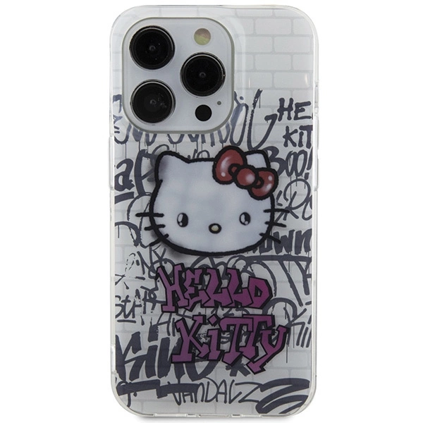 Hello Kitty IML Kitty On Bricks Graffiti case for iPhone 15 Pro - whiteeng