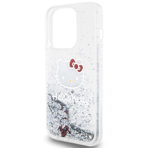 Hello Kitty Liquid Glitter Charms Kitty Head case for iPhone 15 Pro - silvereng