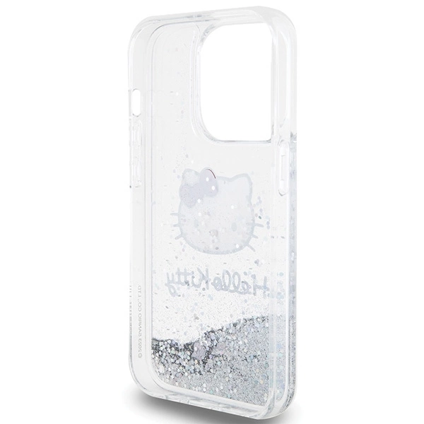 Hello Kitty Liquid Glitter Charms Kitty Head case for iPhone 15 Pro - silvereng