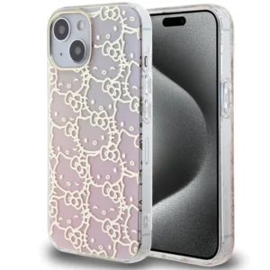 Hello Kitty IML Gradient Electrop Crowded Kitty Head case for iPhone 15 - pinkeng
