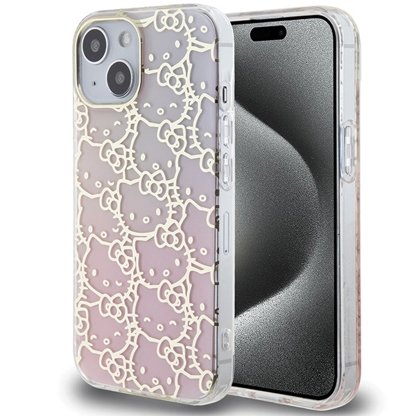 Hello Kitty IML Gradient Electrop Crowded Kitty Head case for iPhone 15 - pinkeng