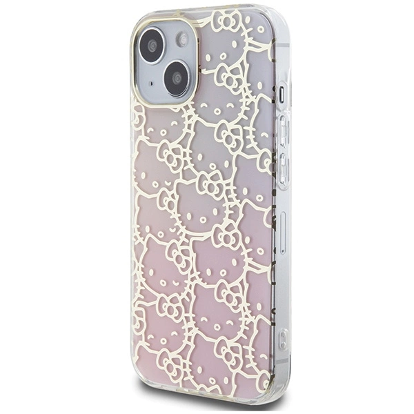Hello Kitty IML Gradient Electrop Crowded Kitty Head case for iPhone 15 - pinkeng