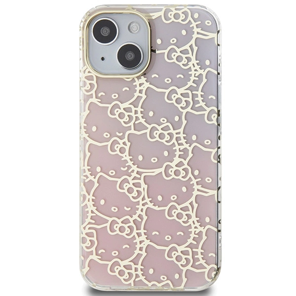 Hello Kitty IML Gradient Electrop Crowded Kitty Head case for iPhone 15 - pinkeng