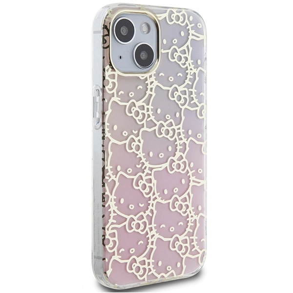 Hello Kitty IML Gradient Electrop Crowded Kitty Head case for iPhone 15 - pinkeng