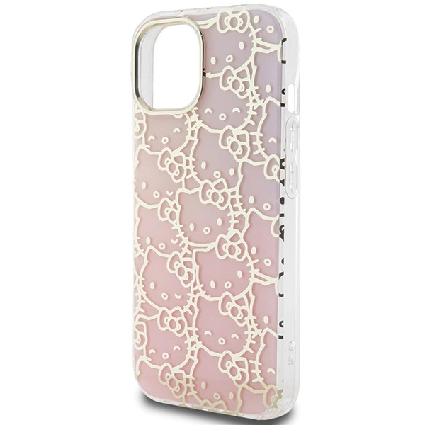 Hello Kitty IML Gradient Electrop Crowded Kitty Head case for iPhone 15 - pinkeng