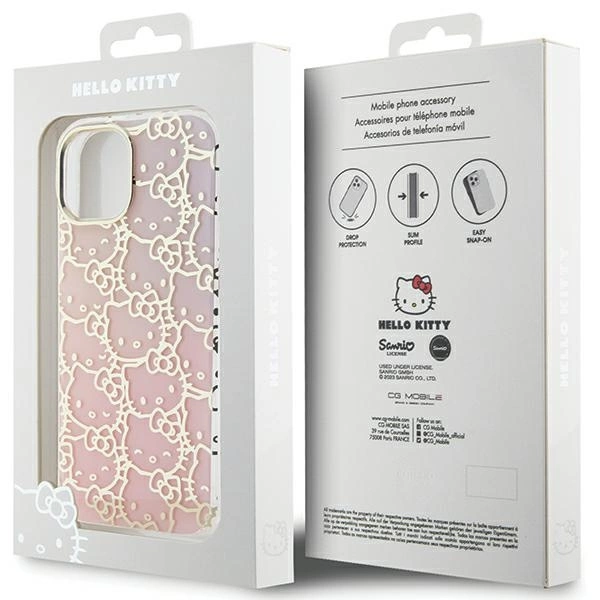 Hello Kitty IML Gradient Electrop Crowded Kitty Head case for iPhone 15 - pinkeng
