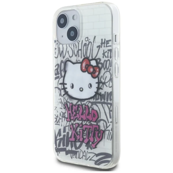 Hello Kitty IML Kitty On Bricks Graffiti case for iPhone 15 - whiteeng