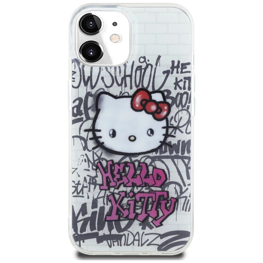 Hello Kitty IML Kitty On Bricks Graffiti case for iPhone 15 - whiteeng
