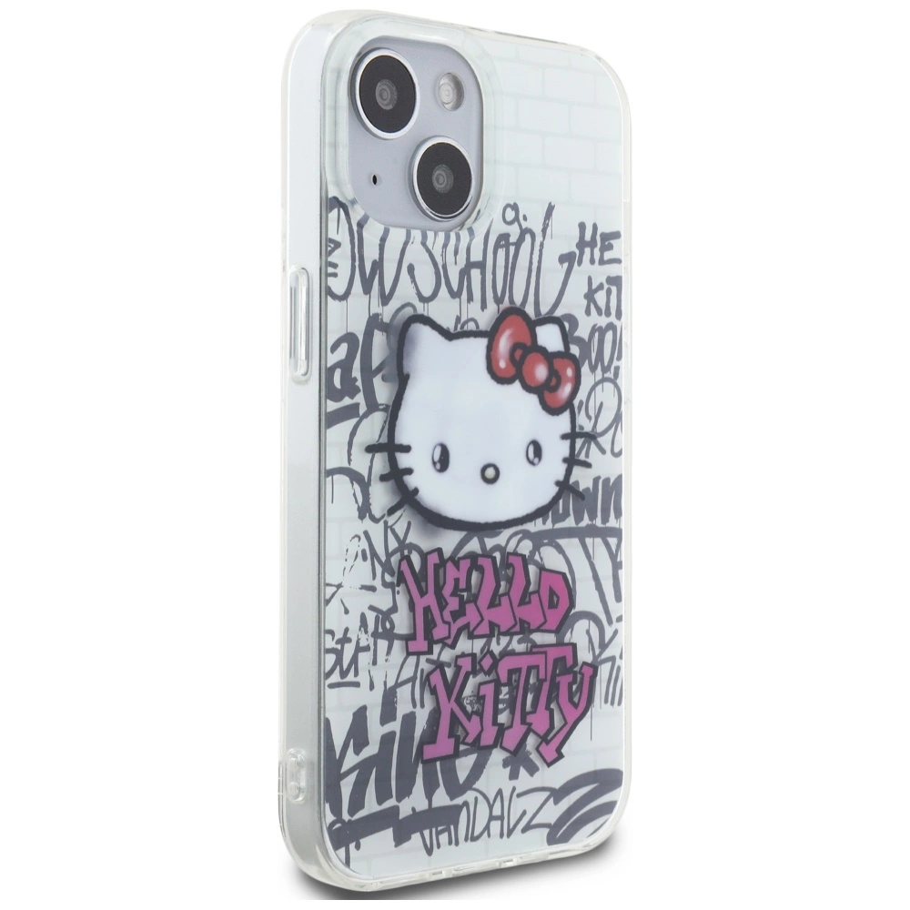 Hello Kitty IML Kitty On Bricks Graffiti case for iPhone 15 - whiteeng