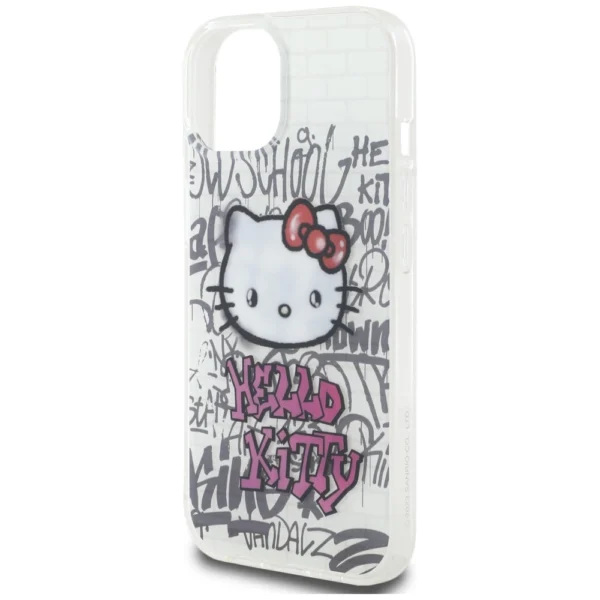 Hello Kitty IML Kitty On Bricks Graffiti case for iPhone 15 - whiteeng