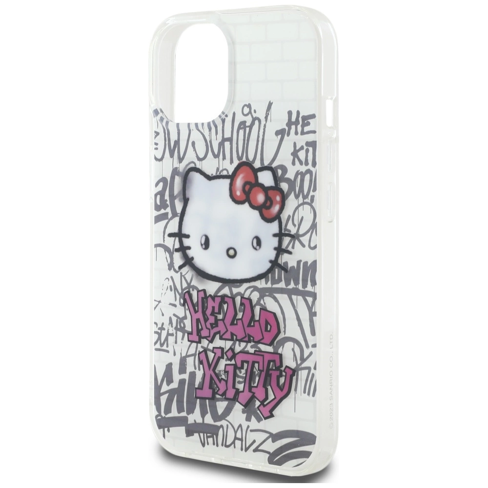 Hello Kitty IML Kitty On Bricks Graffiti case for iPhone 15 - whiteeng