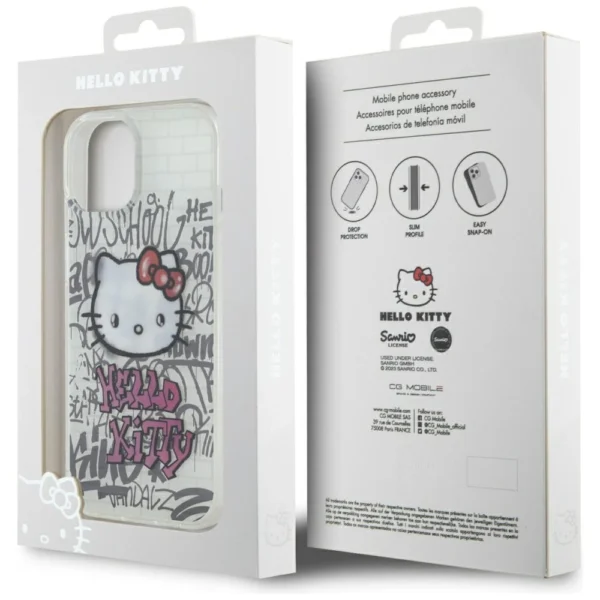Hello Kitty IML Kitty On Bricks Graffiti case for iPhone 15 - whiteeng