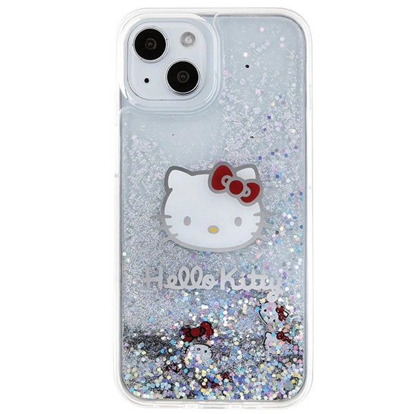 Hello Kitty Liquid Glitter Charms Kitty Head case for iPhone 15 - silvereng
