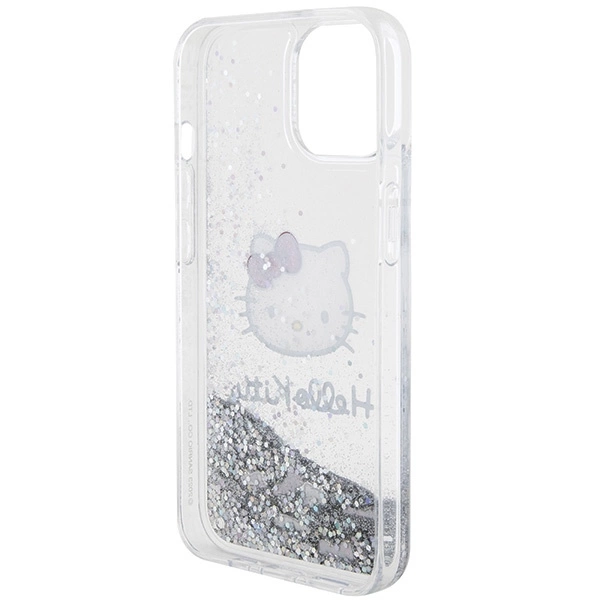Hello Kitty Liquid Glitter Charms Kitty Head case for iPhone 15 - silvereng