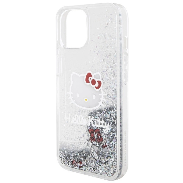 Hello Kitty Liquid Glitter Charms Kitty Head case for iPhone 15 - silvereng