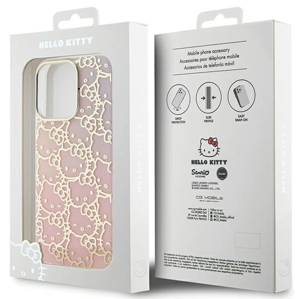 Hello Kitty IML Gradient Electrop Crowded Kitty Head Case for iPhone 15 Pro Max - Pinkeng