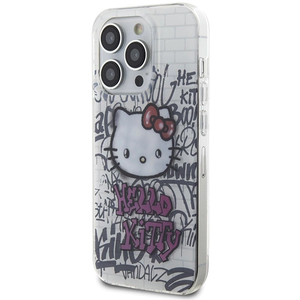 Hello Kitty IML Kitty On Bricks Graffiti case for iPhone 15 Pro Max - whiteeng