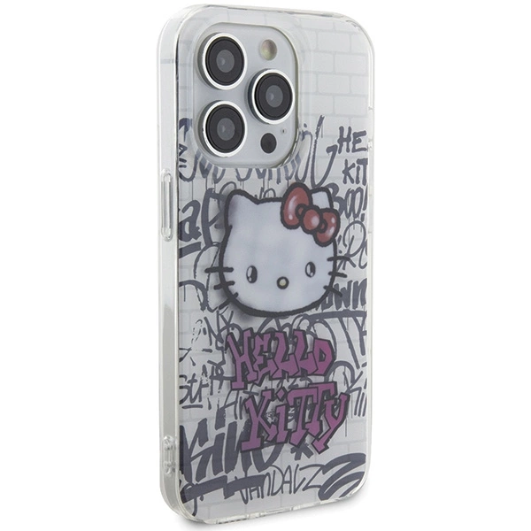Hello Kitty IML Kitty On Bricks Graffiti case for iPhone 15 Pro Max - whiteeng
