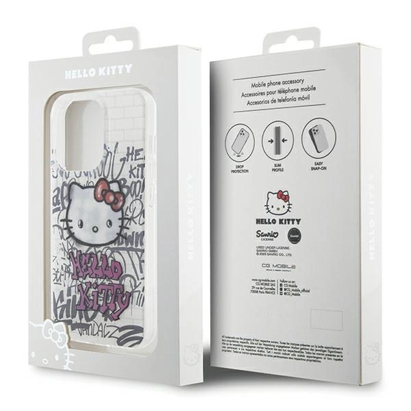 Hello Kitty IML Kitty On Bricks Graffiti case for iPhone 15 Pro Max - whiteeng