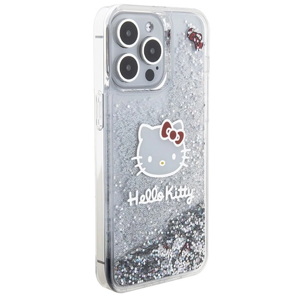Hello Kitty Liquid Glitter Charms Kitty Head case for iPhone 15 Pro Max - silvereng