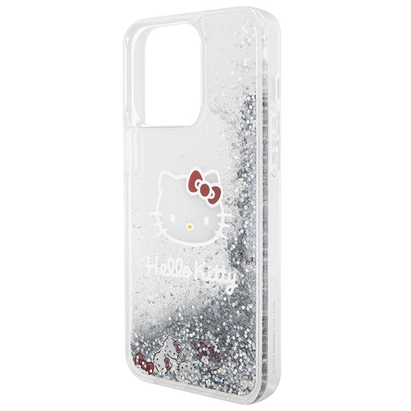 Hello Kitty Liquid Glitter Charms Kitty Head case for iPhone 15 Pro Max - silvereng