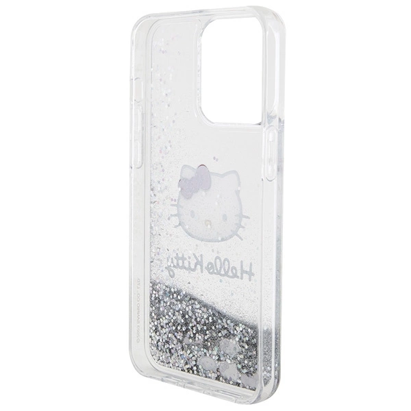Hello Kitty Liquid Glitter Charms Kitty Head case for iPhone 15 Pro Max - silvereng