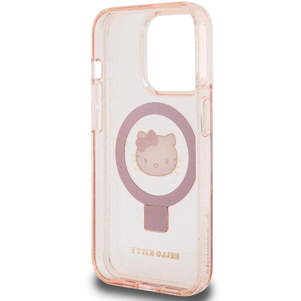Hello Kitty Ring Stand Glitter Electrop Logo MagSafe Case for iPhone 15 Pro - Pinkeng