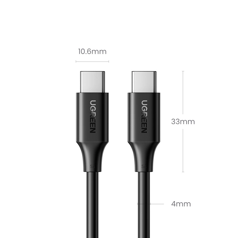 Ugreen US562 USB-C - USB-C PD QC cable 100W 5A 480Mb/s 1.5m - blackeng