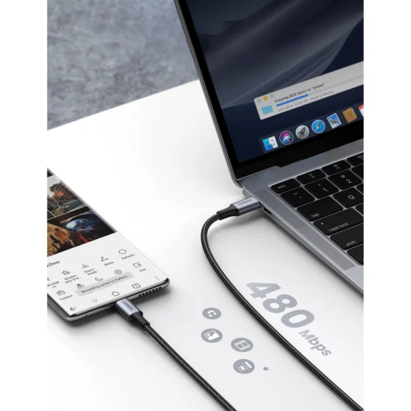 Ugreen US316 USB-C / USB-C Cable 480Mb/s 5A 0.5m - Grayeng