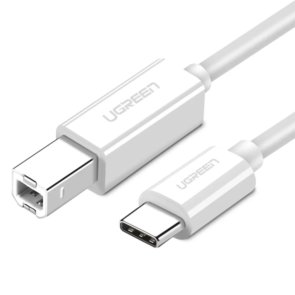 Ugreen US241 USB-C / USB-B 2.0 Cable for Scanner Printer 1.5 m - Whiteeng