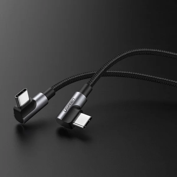Ugreen US323 angled USB-C - USB-C PD QC cable 60W 3A 2m - blackeng