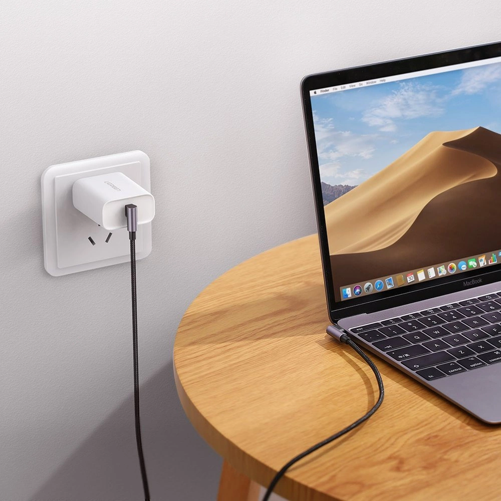 Ugreen US323 angled USB-C - USB-C PD QC cable 60W 3A 2m - blackeng