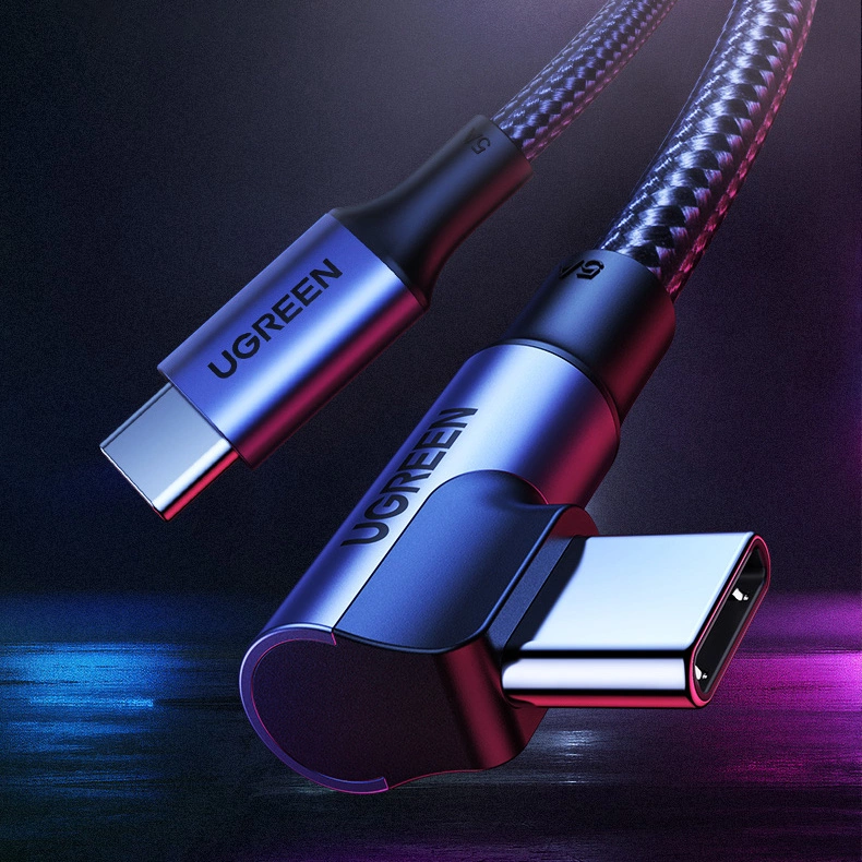 Ugreen US334 70643 USB-C (angled) / USB-C (straight) cable 100W PD 1m - blackeng