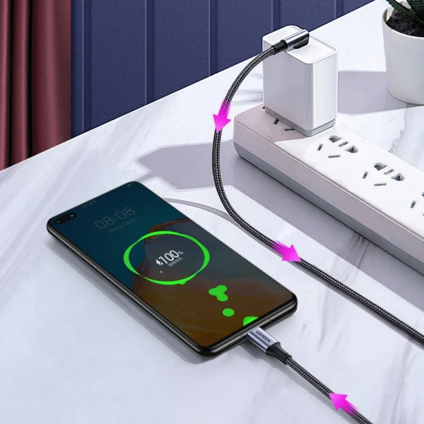 Ugreen US334 70643 USB-C (angled) / USB-C (straight) cable 100W PD 1m - blackeng