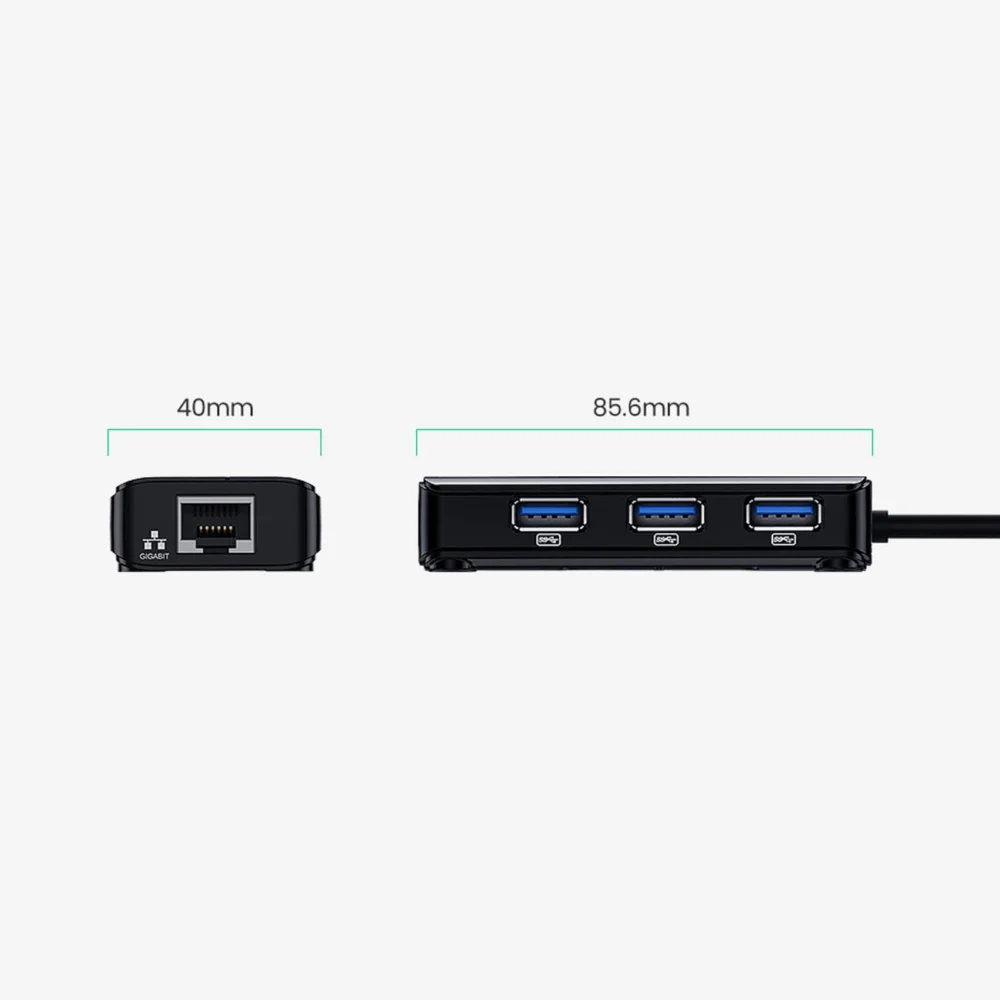 Ugreen 20265 USB-A / RJ45 1000 Mbps HUB 3x USB 3.0 network adapter - blackeng