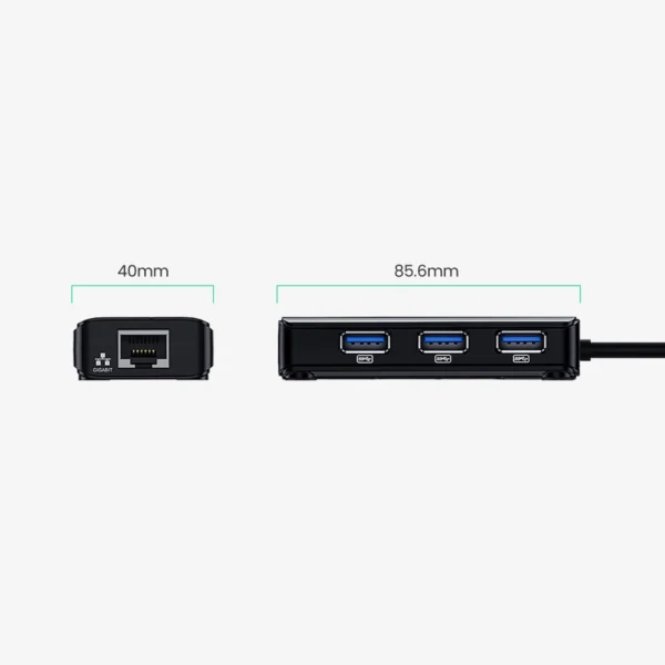 Ugreen 20265 USB-A / RJ45 1000 Mbps HUB 3x USB 3.0 network adapter - blackeng