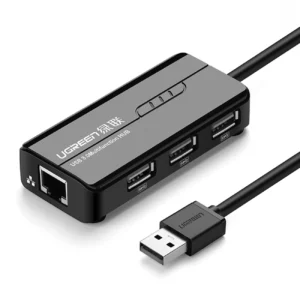Ugreen 20264 RJ45 / USB-A 10/100Mbps HUB network adapter 3x USB-A 2.0 - blackeng