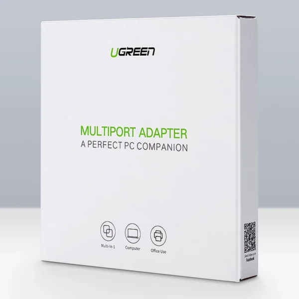 Ugreen 20264 RJ45 / USB-A 10/100Mbps HUB network adapter 3x USB-A 2.0 - blackeng