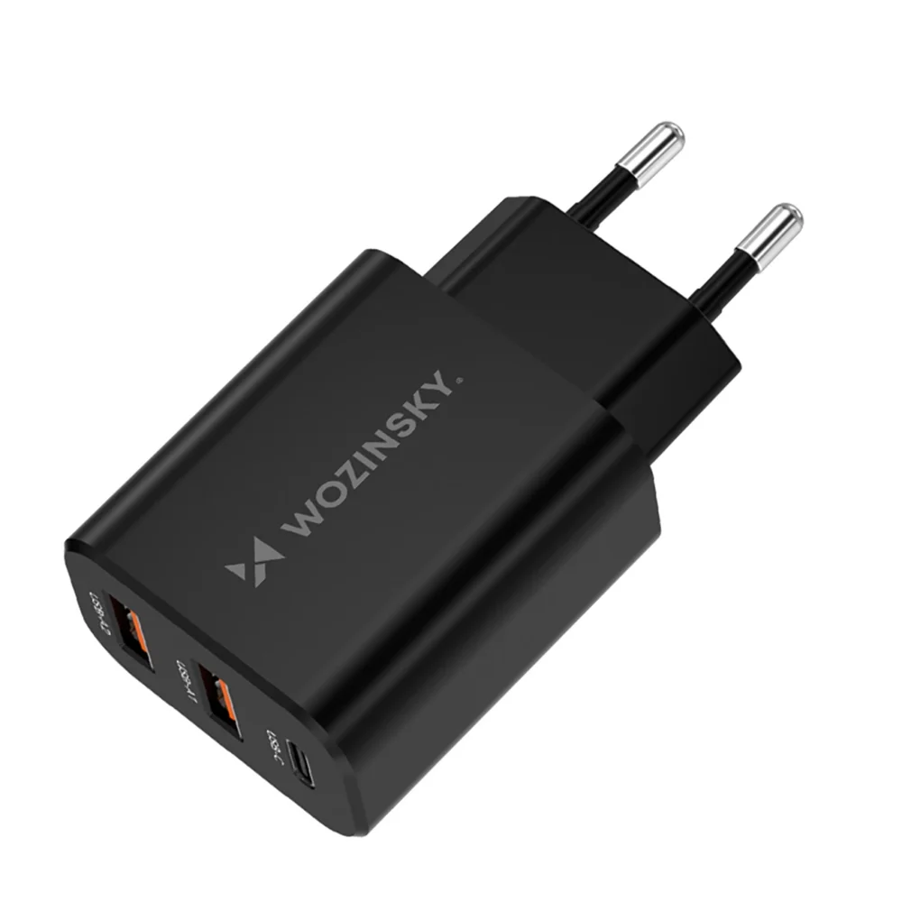 Wozinsky CWCUCB 30W USB-C / 2 x USB-A Wall Charger - Blackeng