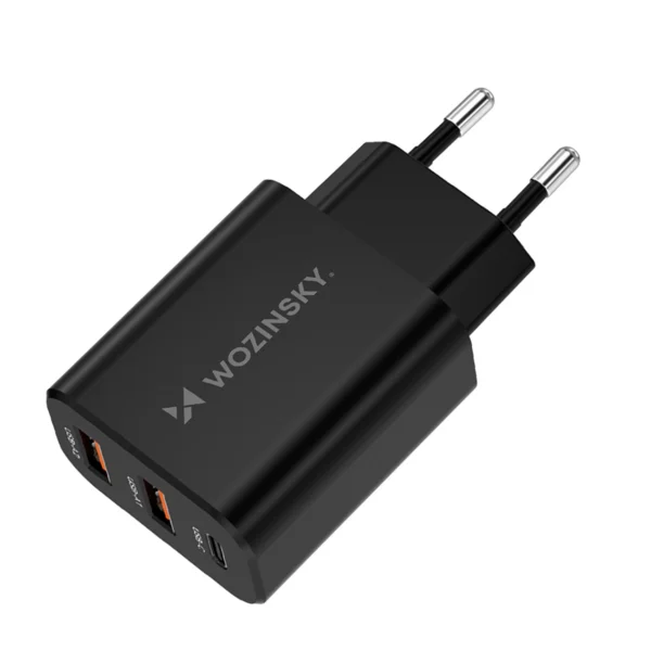 Wozinsky CWCUCB 30W USB-C / 2 x USB-A Wall Charger - Blackeng