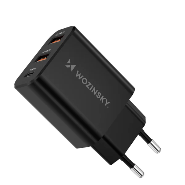 Wozinsky CWCUCB 30W USB-C / 2 x USB-A Wall Charger - Blackeng
