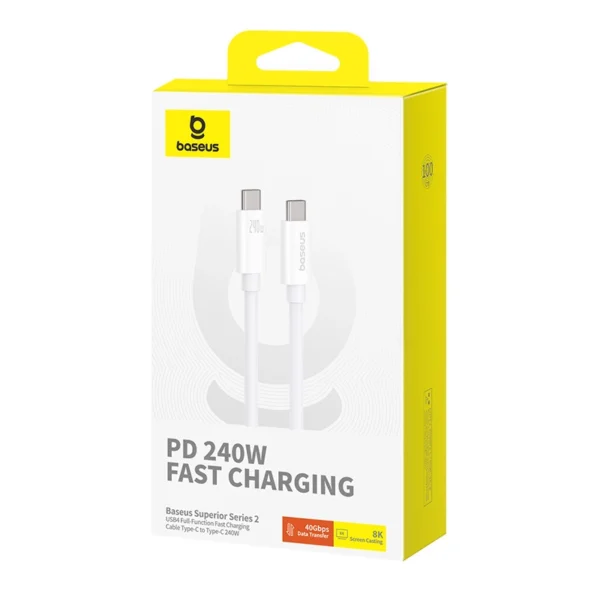 Baseus CB000066 USB-C - USB-C cable 240W PD 8K 60Hz 1m - whiteeng