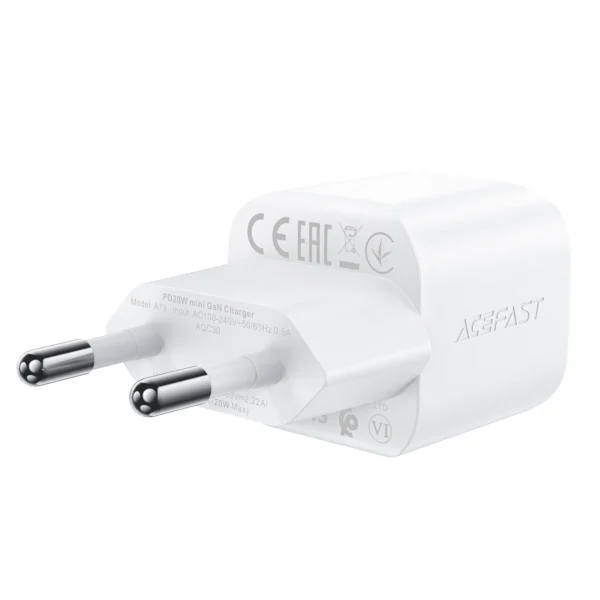 Acefast A73 Mini PD 20W GaN wall charger + USB-C cable - whiteeng