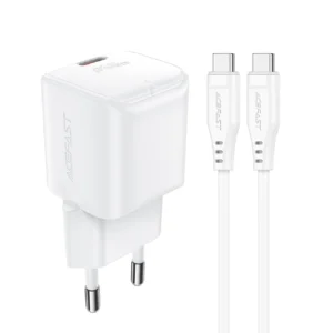 Acefast A77 Mini PD 30W GaN wall charger + USB-C cable - whiteeng