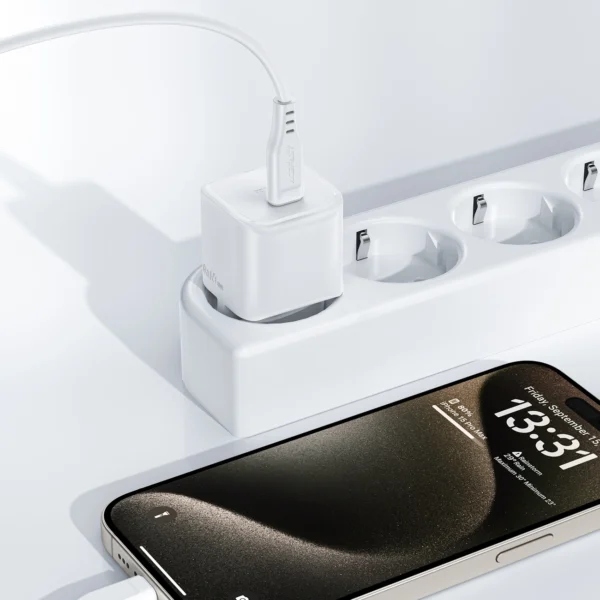 Acefast A77 Mini PD 30W GaN wall charger + USB-C cable - whiteeng