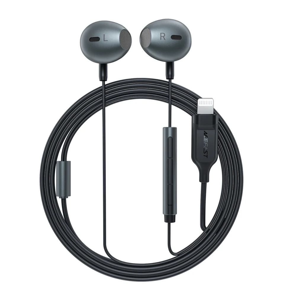 Acefast L1 in-ear headphones with Lightning connector, microphone and remote control 1.2 m - blackeng