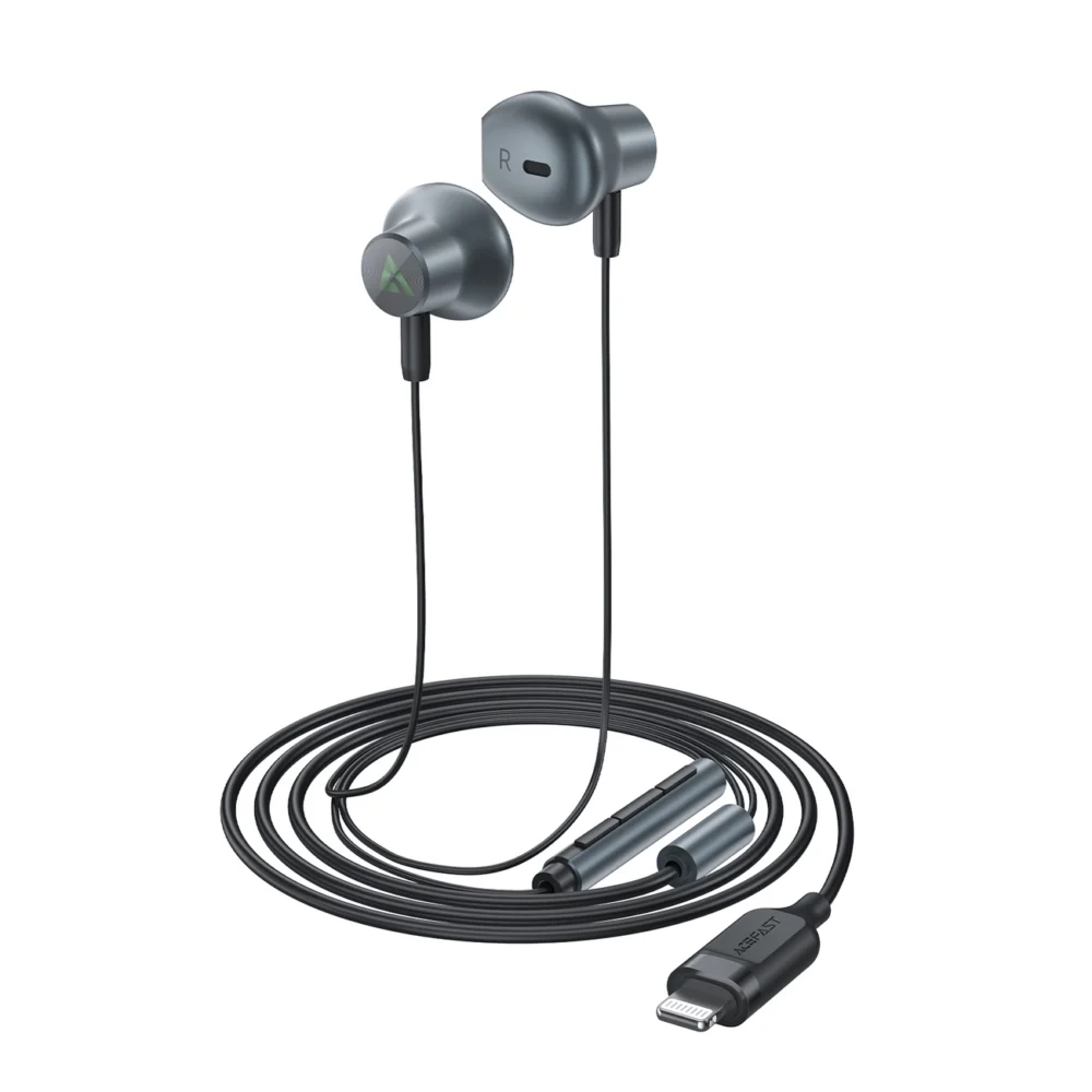 Acefast L1 in-ear headphones with Lightning connector, microphone and remote control 1.2 m - blackeng