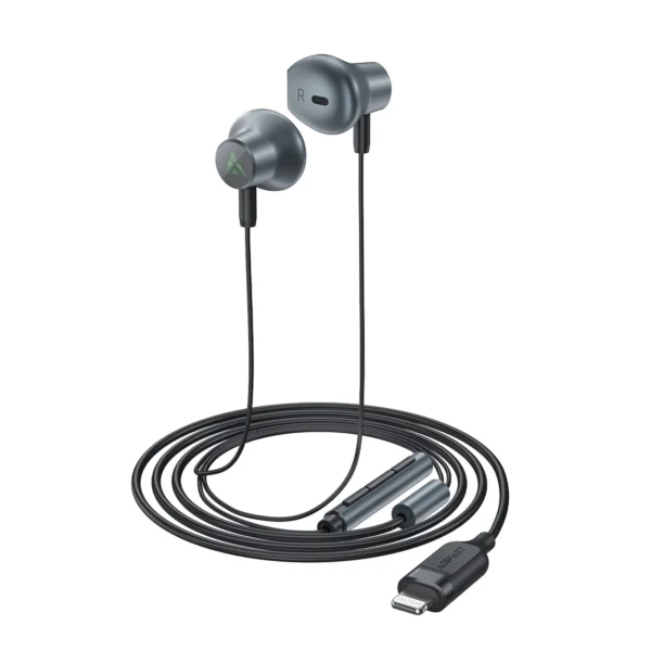 Acefast L1 in-ear headphones with Lightning connector, microphone and remote control 1.2 m - blackeng
