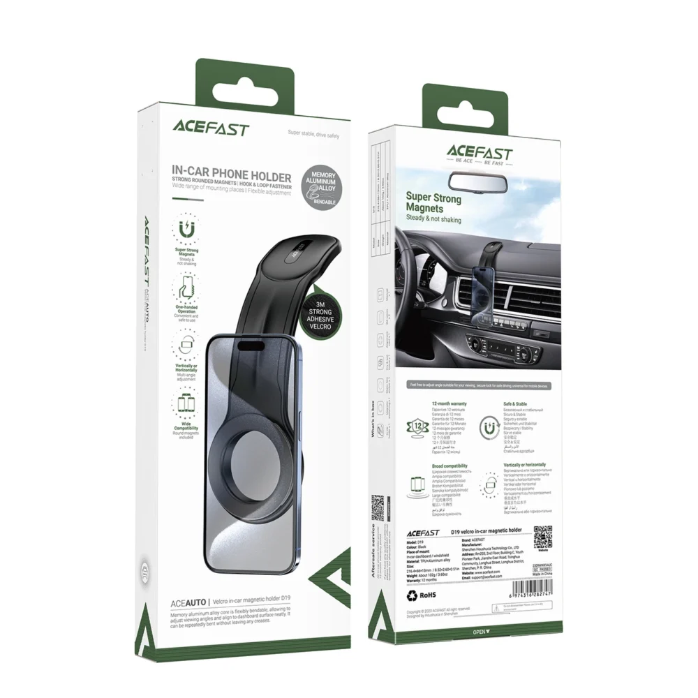 Acefast D19 magnetic car holder for the cockpit - blackeng