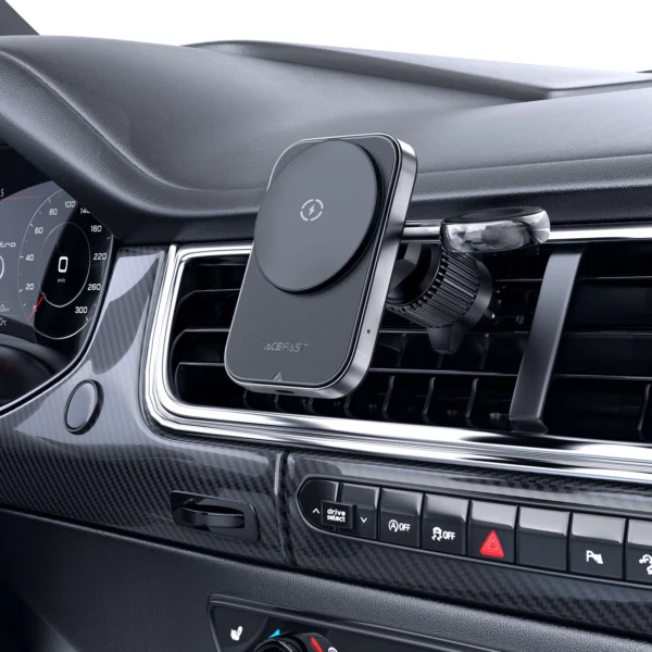 Acefast D18 car holder with MagSafe / Qi inductive charger + USB-A USB-C cable - blackeng